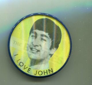 Rare 1964 Yellow John Beatles Vari Vue Flicker Flasher Pinback Button