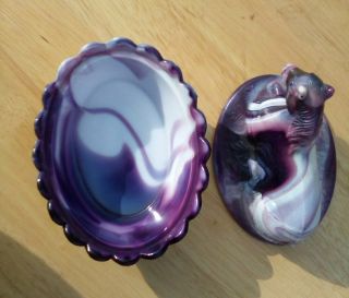 Westmoreland Horse on a Nest End of Day Slag Glass Rare Purple White 6