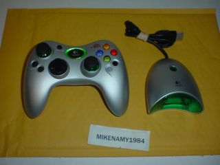 Rare Logitech Silver Wireless Controller & Receiver For Microsoft Xbox