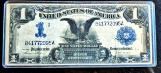 U.  S.  A.  Seller 1899 U.  S.  1$ Large Size Rare Black Eagle Note Teehee Burke Fr 233