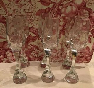 Rare Baccarat Crystal Champagne Glasses Set Of 6