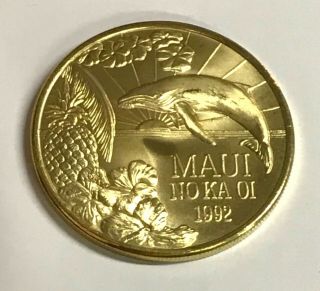 1992 Maui Trade Dollar $1 Token Hawaii Brass Rare Error Test Coin Uncirculated