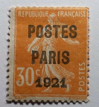 France Rare 1921 Postes Paris 3oc Gum Mm.  €1000.