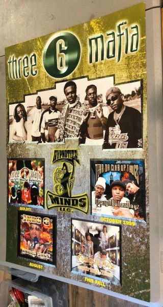 Three 6 Mafia 1999 Hypnotize Minds Llc Promotional Poster Rare 24x36