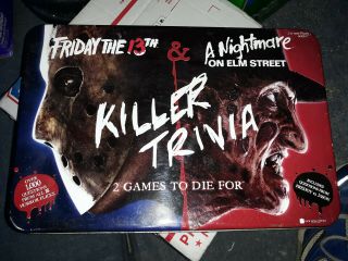 Rare Killer Trivia Horror Game Friday The 13th & A Nightmare On Elm Street Tin