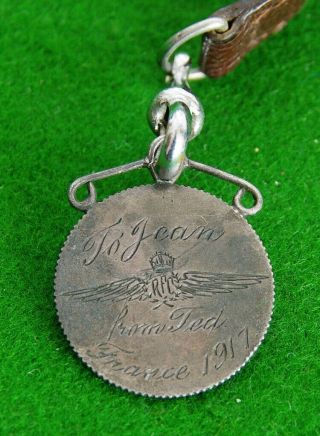 Rare WW1 RFC French Franc 1917 Dated.  Engraved with RFC Wings to Jean from Ted 3