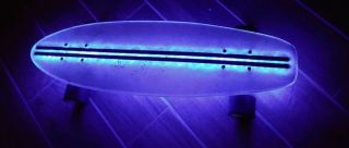 Rare Flexdex Skateboard Fiberglass Board & Wheels 29” Led Light Neon Blue Euc