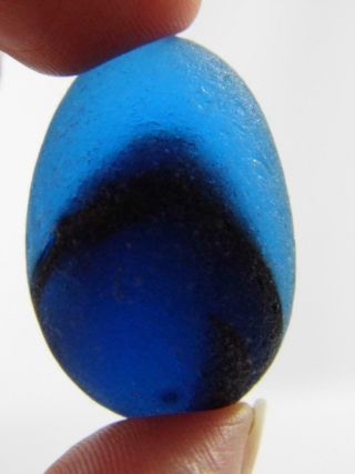 1 Multi Xxl Jewel Blue Eye Pontil 0.  45ozjq Rare Seaham English Sea Glass