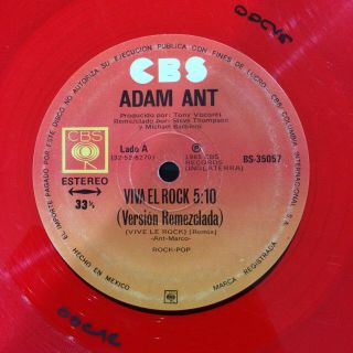Adam Ant ‎ - Vive Le Rock (re Mixed) - Rare Mexican Red Single - Generic Sleeve
