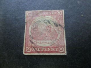 Nsw Stamps: 1d Red On Blue Sydney View Imperf - Rare (g115)