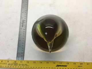 RARE STAMPED OGGETTI ITALY MURANO GLASS PENGUIN BRID PAPERWEIGHT YELLOW BROWN 2