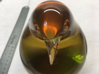 RARE STAMPED OGGETTI ITALY MURANO GLASS PENGUIN BRID PAPERWEIGHT YELLOW BROWN 3