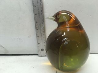 RARE STAMPED OGGETTI ITALY MURANO GLASS PENGUIN BRID PAPERWEIGHT YELLOW BROWN 5