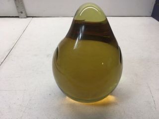 RARE STAMPED OGGETTI ITALY MURANO GLASS PENGUIN BRID PAPERWEIGHT YELLOW BROWN 6