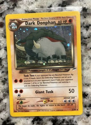 Dark Donphan 3/105 Holographic Rare Neo Destiny Pokemon Card