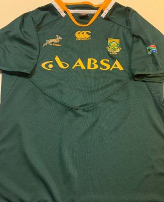 South Africa Springboks Rugby Canterbury Jersey Sz Xl Absa Men’s Rare Green Auth