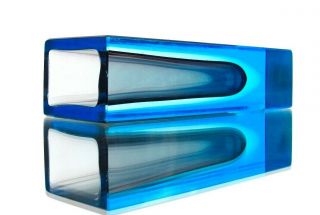 In Vogue Rare Murano Sommerso 3 Colour Submerged Space Age Ufo Block Vase