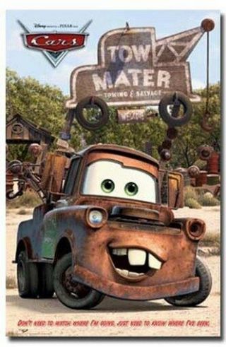 Disney Cars Movie Poster Mater Rare Hot 24x36
