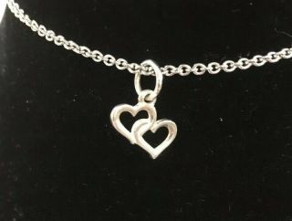 Rare James Avery Double (2) Hearts Anklet Sterling Silver 925 Hallmarked 9.  5”