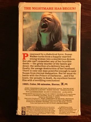 Mausoleum VHS Rare Horror Gore Embassy Home Entertainment Demonic Possession 2