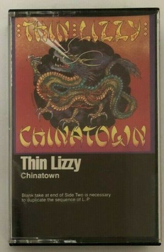 Thin Lizzy Chinatown Rare & Oop Rock Music 1980 Warner Bros Records Cassette