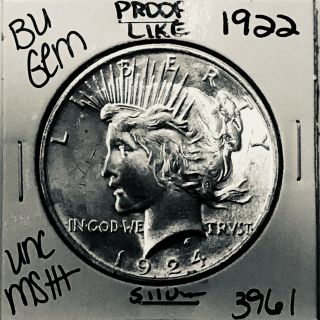 1922 P Bu Gem Peace Silver Dollar Unc Ms,  U.  S.  Rare Coin 3961