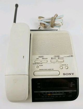 Sony Sct - 250 Cordless Telephone Digital Answering System Clock Radio White Rare