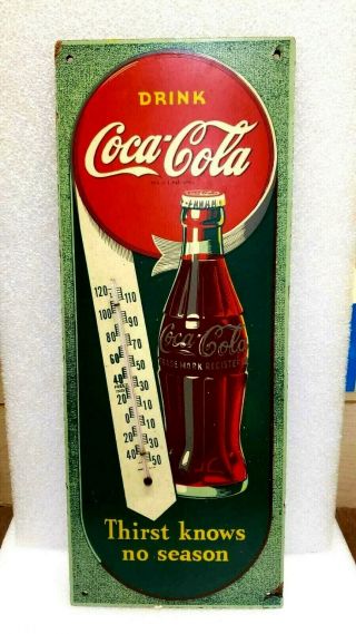 Rare Vintage 1944 Coca Cola Soda Pop Gas Station 17 " Thermometer Sign