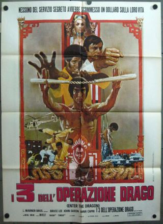 3vv79 Enter The Dragon Bruce Lee Jim Kelly Rare 2sh Italian Poster