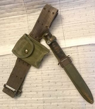 Rare Ww2 Usm8 Scabbard Knife Belt & First Aid Pack