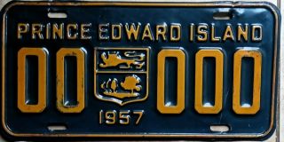 1957 Pei Prince Edward Island License Plate Zeros Sample Rare