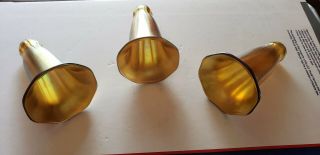 Rare 3 Quezal TULIP SHADE SHADES SIGNED BY QUEZAL THERE FROM A OLD CHANDELIER 5