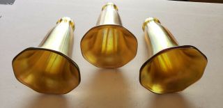 Rare 3 Quezal TULIP SHADE SHADES SIGNED BY QUEZAL THERE FROM A OLD CHANDELIER 7
