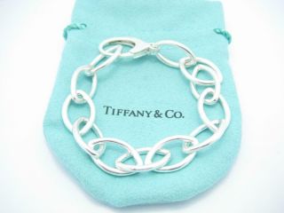 Rare Tiffany & Co.  Sterling Silver Large Oval Chain Link Bracelet 7.  5 " - Pouch