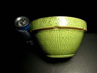 Rare Mccoy Stoneware Art Deco Heart/s & Triangle/s Green Small Mixing Bowl 4 - 1/2