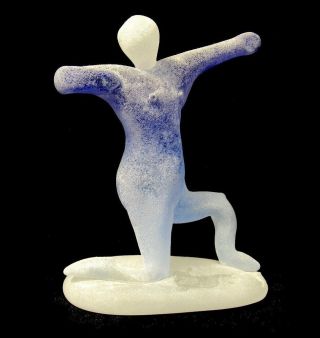 Rare Murano Cenedese Art Glass Scavo Man Sculpture With Label