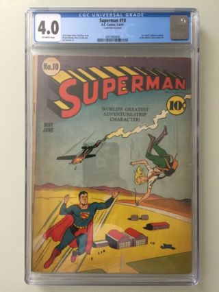 Rare 1941 Golden Age Superman 10 Cgc 4.  0 Universal Key 1st Bald Lex Luthor Ow
