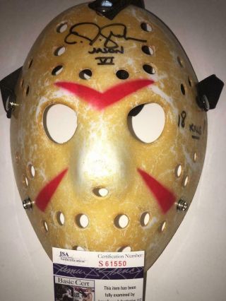 Cj Graham Friday The 13th 6 Jason Lives 18 Kills Rare Jsa Signed Mask Hockey