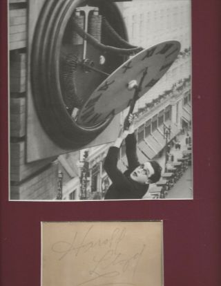 Shot Of Harold Lloyd W/ A Very Rare Old Pencil Signed Card By Lloyd Matted