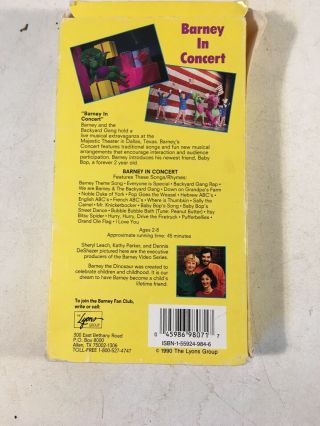 Barney in Concert (VHS) Live Kids Video PBS Tape Childrens TV Show Rare 1990 2