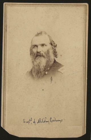 Civil War Cdv Union General Daniel Mccullum,  Commanded Union Railroads,  Rare
