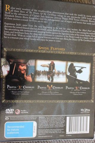 PIRATES OF THE CARIBBEAN TRILOGY RARE DELETED DVD 3 - MOVIE BOX SET JOHNNY DEPP 2