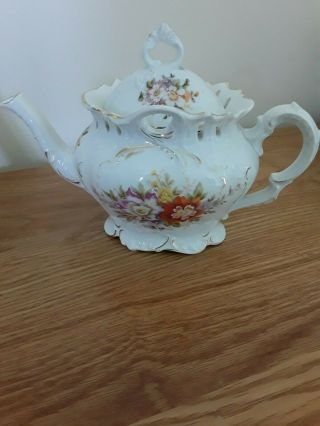 Stunning Teapot Vintage Finely Detailed Porcelain Floral/gold Rare
