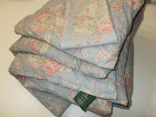 Set Rare Ralph Lauren Shelter Island Blue Floral Twin Comforter Pillowcase