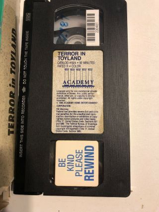 Terror In Toyland VHS Academy Slasher Horror Rare OOP Big Box 7