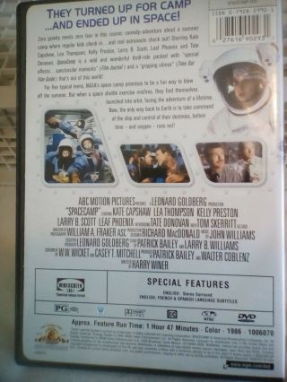 Space Camp (r1 Dvd) Rare & Oop Lea Thompson Kate Capshaw Widescreen Version
