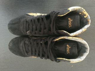 RARE Asics TIGER Dan Gable Black And Gold Wrestling Shoes Size 12. 2