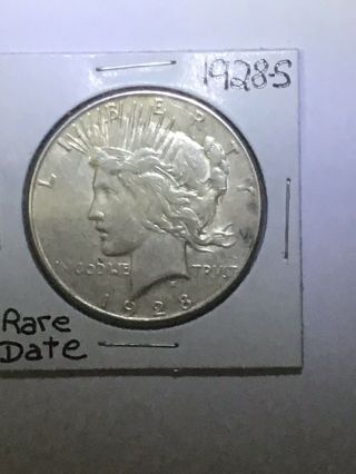 1928 S Peace Silver Dollar Hi Grade U.  S.  Rare Key Coin