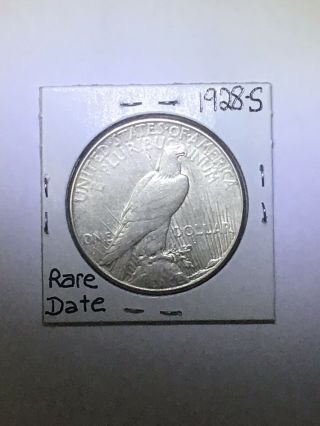 1928 S PEACE SILVER DOLLAR HI GRADE U.  S.  RARE KEY COIN 2
