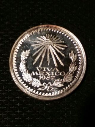 Rare 1987 1 Oz 999plata Pura Silver Viva Mexico Proof Ley Mexican Libertad 1onza